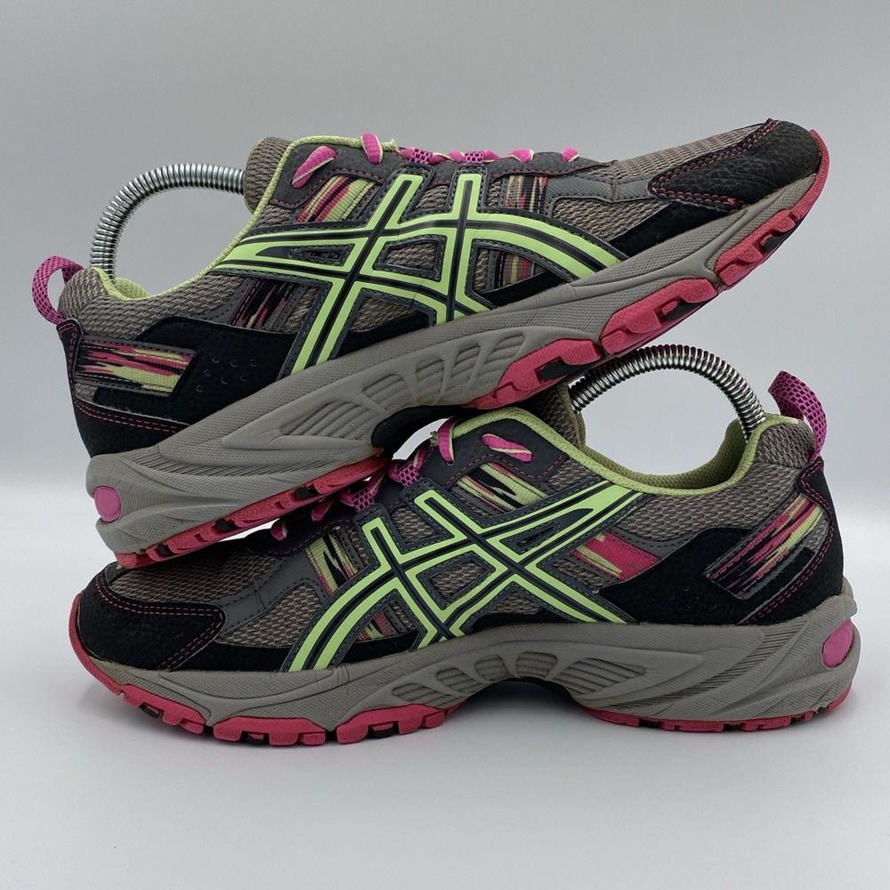 ASICS GEL-Venture 5 Trail Running Shoes Women's 9 Gray Pink Lime Green T5N8N - Picture 6 of 8